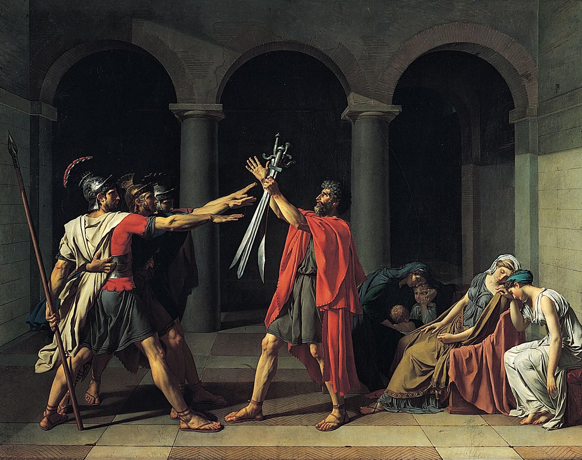 Oath of the Horatii by Jacques Louis David, 1784
