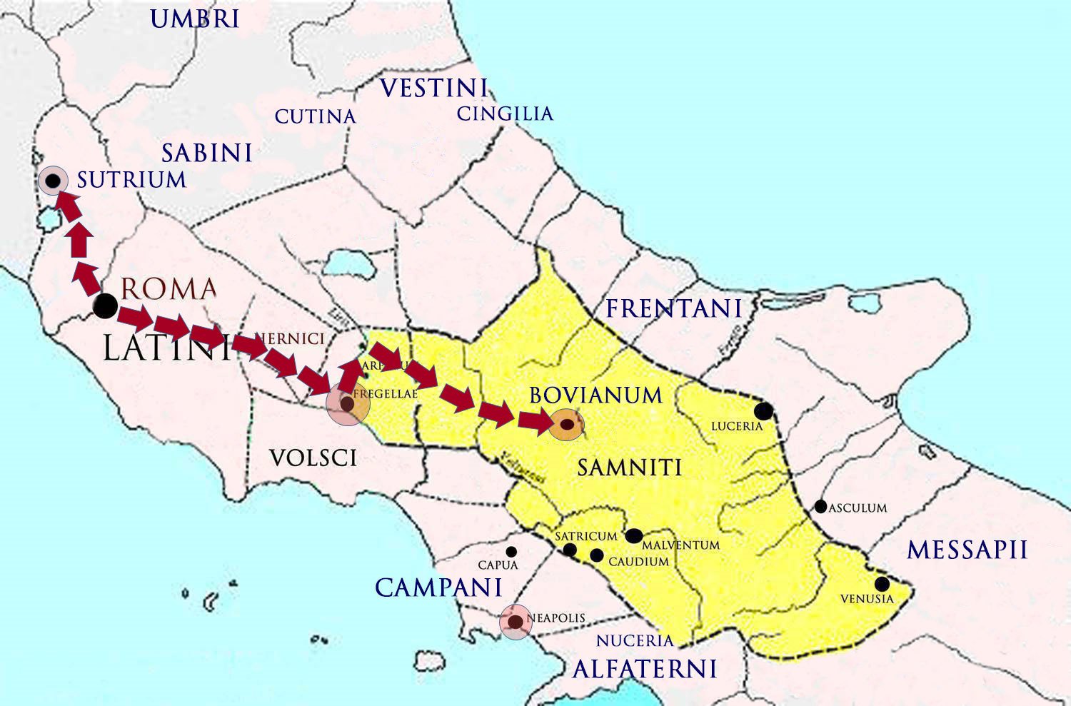 Rome sent two armies to Samnium and to Etruria