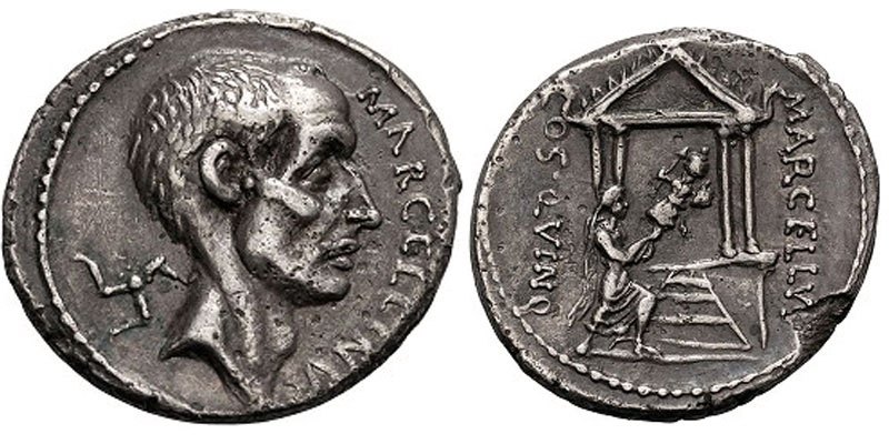 Silver denarius minted by P. Cornelius Lentulus Marcellinus